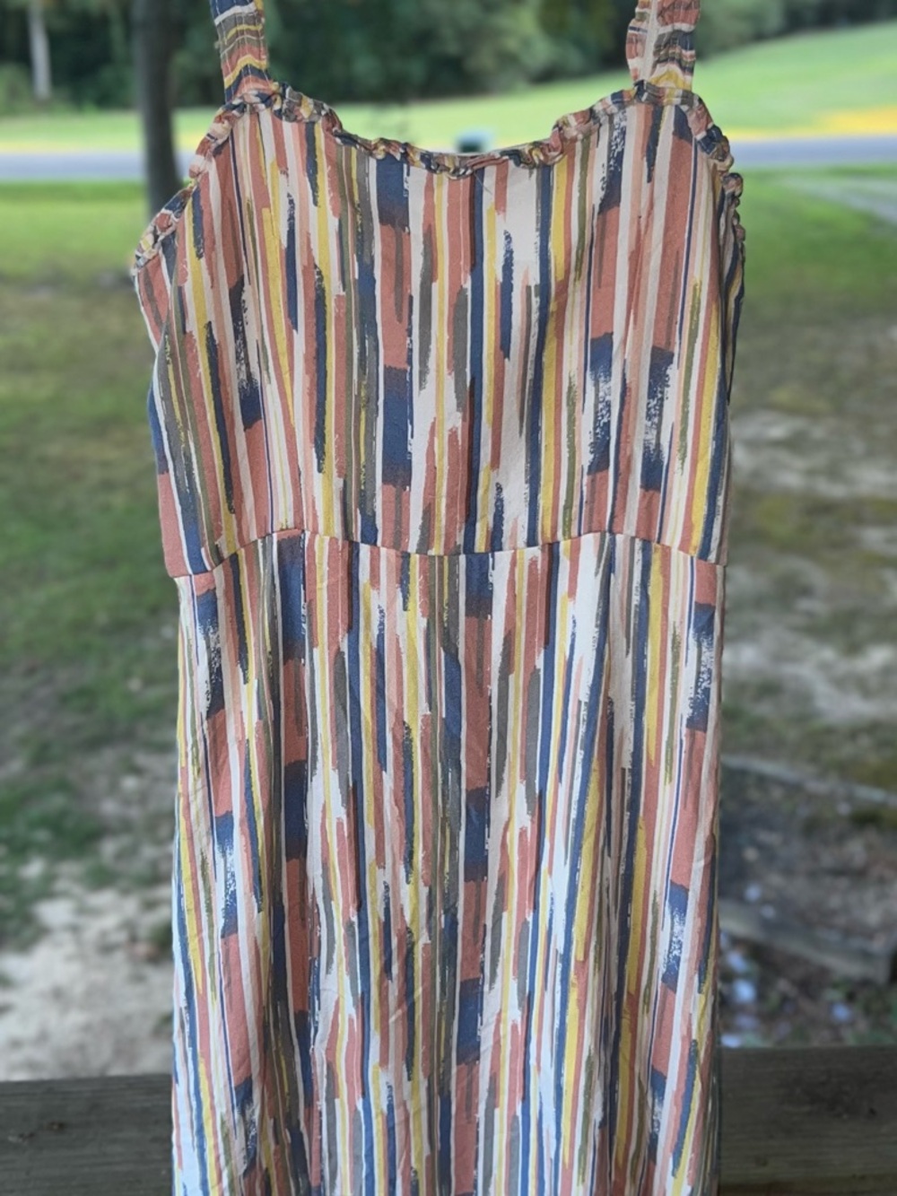 Boutique Striped Multicolor Sundress - Vertical Brushstroke Print